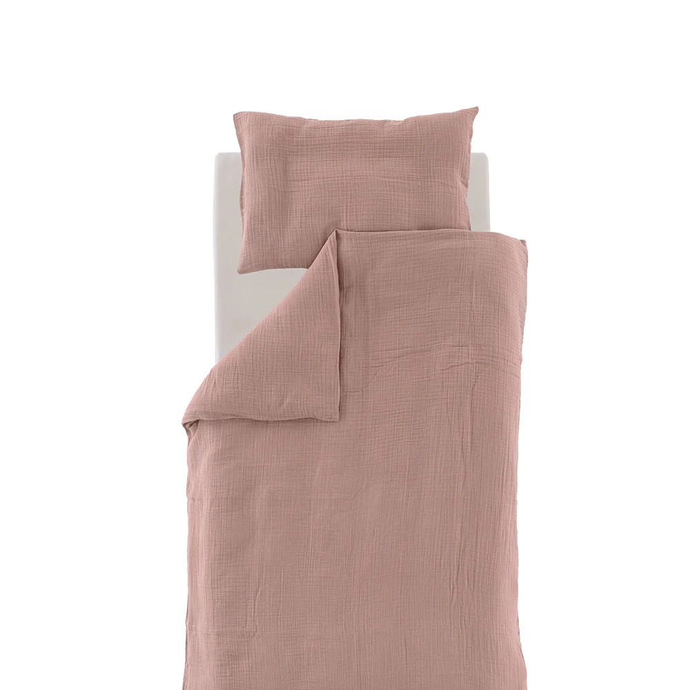 Bettwäsche aus Baumwollmusselin nach GOTS zertifiziert 140x200/70x90 cm, rosa