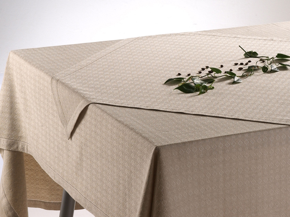 Raute Halbleinen Tischdecke 180x180 cm mit Hohlsaum